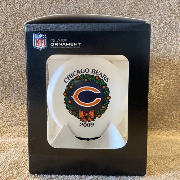Chicago Bears NFL Football Glass Christmas Ornament Gold Crown 2009 ~ New in Box - Picture 7 of 7